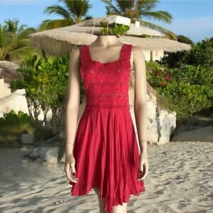 To Love Kuvaa coral crochet top asymmetric dress Women’s Size M Cruisewear‎